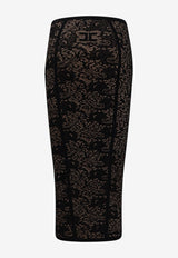 Elisabetta Franchi Embroidered Lace Midi Skirt Black GK12Q66E2FR9_Black_70281197