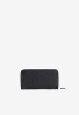 Triangle Logo Zip-Around Wallet in Saffiano Leather