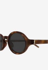 Saint Laurent Mini Cassandre Oval Sunglasses Gray 872934Y9956_2359