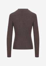 P.A.R.O.S.H Wool Knit Polo Sweater Gray D540508LONG_086