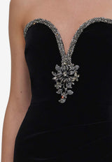 Self-Portrait Embellished Velvet Maxi Dress Black AW26-161X--B