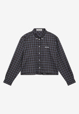 Miu Miu Tartan Check Buttoned Shirt Blue MK1659OOO19U3/T_MIU-F057W