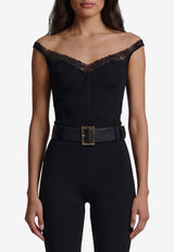 Self-Portrait Lace-Trimmed Knit Top Black AW26-148T--B