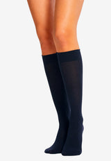 Wolford Velvet De Luxe 50 Knee-High Socks Navy 30923_5280