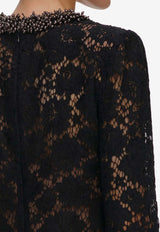 Self-Portrait Sheer Lace Mini Dress Black AW26-045S--B