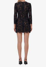 Self-Portrait Sheer Lace Mini Dress Black AW26-045S--B
