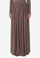 Max Mara Livrea Pleated Maxi Skirt Brown 2621776011600-10120F-004