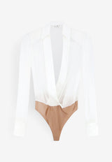Elisabetta Franchi Fitted V-neck Bodysuit White CB00866E2360_Avorio_70281276
