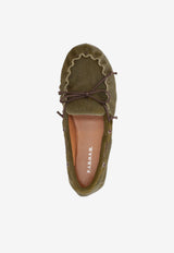 P.A.R.O.S.H Suede Leather Loafers Green D070283POKSHOE_005