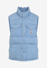 Denim-Effect Quilted Down Vest