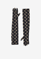 Marine Serre Moon Print Jersey Long Gloves Black WSA024ACJER0001_IT99