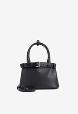 Logo Stamped Leather Shoulder Bag