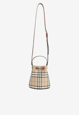 Checked Drawstring Bucket Bag