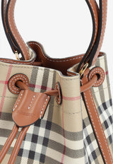 Checked Drawstring Bucket Bag