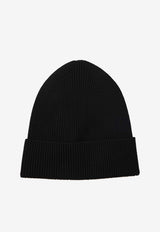Moncler Logo Patch Ribbed Wool Beanie Black L20913B70500-A9342-999