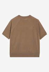 Moncler Logo Patch Wool Knit Top Beige 9C00001M1180/T_MONCL-20U
