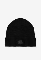 Moncler Logo Patch Wool Beanie Black 3B00026M4281/T_MONCL-999