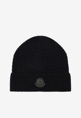 Moncler Logo Patch Wool Beanie Blue 3B00026M4281/T_MONCL-742
