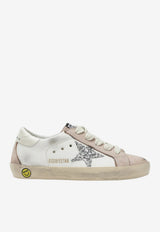 Golden Goose DB Kids Super-Star Sneakers with Glittered Star White GJF00102F008641/T_GOLDE-12507