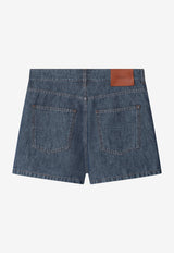 Fendi Logo Patch Washed Denim Mini Shorts Blue FLP861AW8H/T_FENDI-F0QB0