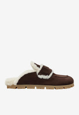 Prada Suede and Shearling Clogs Brown 1R129OZF20JFT/T_PRADA-F0003