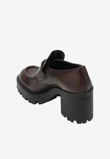 Prada 85 Polished Leather Platform Loafers Brown 1D563O0853KDP/T_PRADA-F0562