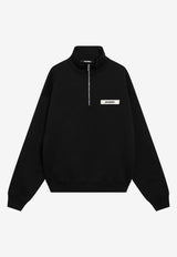 Jacquemus Gros Grain Zip-Neck Sweatshirt Black SSM00313AJ00174/T_JACQM-990