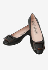 Roger Vivier Roundy Turtle Ballet Flats in Nappa Leather Black RVW66839540-91T-B999