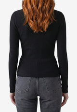 Max Mara Gergo Ribbed Polo Sweater Black 2621366101600-10012F-006