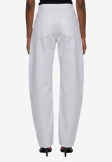 Alaïa Rodeo Curved-Leg Jeans White AA9P1406D027D--000