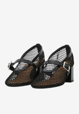 Alaïa 55 Mary-Jane Fishnet Pumps Black AA3A2001A028--999