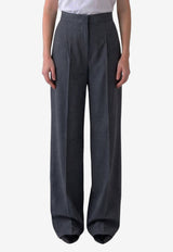 Max Mara Wool Flannel Palazzo Pants Gray 2621136142600-10266-006