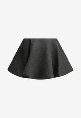 GANNI Flared Wool Mini Skirt Gray A1090302252_57b8918e-05fd-4ddd-8a3a-6ccee9052ec7