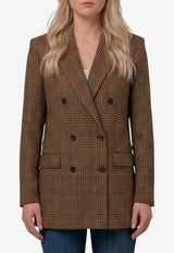 Tagliatore Jasmine Prince of Wales Wool Blazer Brown JJASMINE10B-440073-M1364