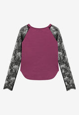 Valentino Panther 60 Sheer-Lace T-shirt Purple 9B3MG26LAA7/T_VALE-2BF