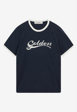 Golden Goose DB Vintage Signature Logo T-shirt Blue GMP02761P002624/T_GOLDE-83134