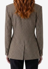 Max Mara Eccelso Houndstooth Jersey Blazer Brown 2621916091600-10143F-001