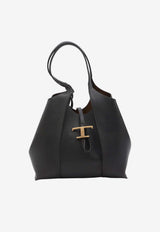 Tod's Small T Timeless Tote Bag in Hammered Leather Black XBWTSBA0200-Q8E-B999