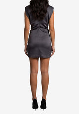 Federica Tosi Draped Satin Mini Dress Gray 31211-311-80