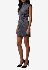 Federica Tosi Draped Satin Mini Dress Gray 31211-311-80
