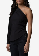 Federica Tosi One-Shoulder Draped Blouse Black 31102-313-29