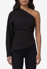 Federica Tosi One-Shoulder Draped Blouse Black 31102-313-29