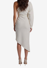 Federica Tosi Asymmetric One-Shoulder Midi Dress White 31201-313-02