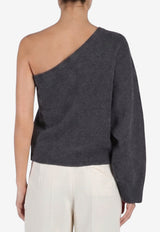 Federica Tosi One-Shoulder Knit Top with Scarf Gray 32008-351-80