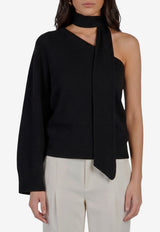 Federica Tosi One-Shoulder Knit Top with Scarf Black 32008-351-29