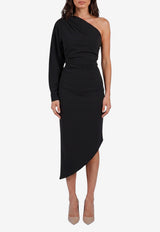 Federica Tosi Asymmetric One-Shoulder Midi Dress Black 31201-313-29