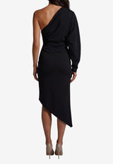 Federica Tosi Asymmetric One-Shoulder Midi Dress Black 31201-313-29