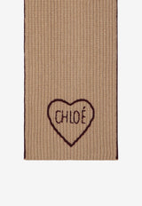 Chloé Encoeur Wool Scarf Brown CH26AKS03WCS/T_CHLOE-218