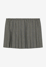 Miu Miu Plaid Check Pleated Mini Skirt Gray MG2752OOO6210/T_MIU-F068U