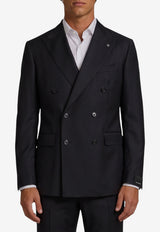 Tagliatore Super 100's Double-Breasted Wool Suit Black 2SNY10BNT-070001-N5712